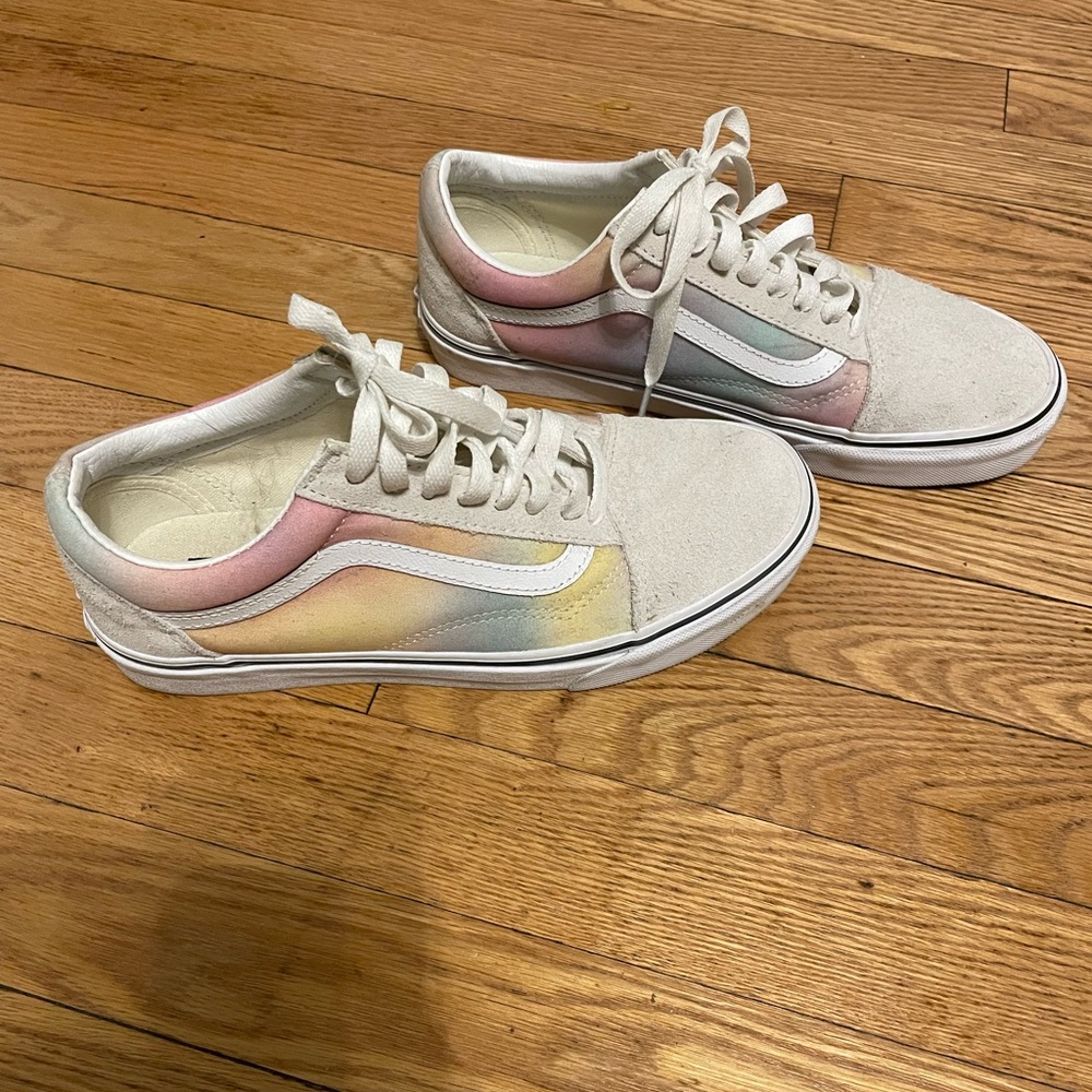 OWO Pastel and White Vans, Size 8.5.